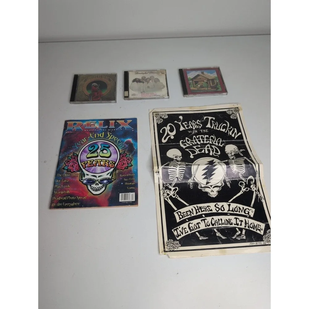 Grateful Dead Memorabilia Lot CDs Poster Relix Magazine 20 Years Truckin' - Picture 1 of 13